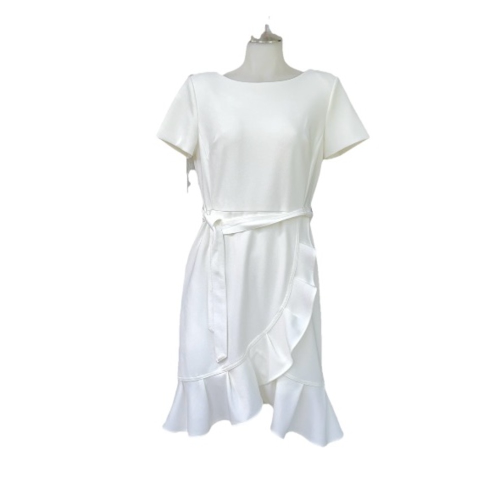 Calvin Klein White Mini Dress with Ruffle Detail